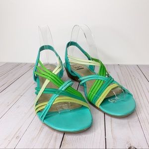 Impo Green and Yellow Strappy Sandals